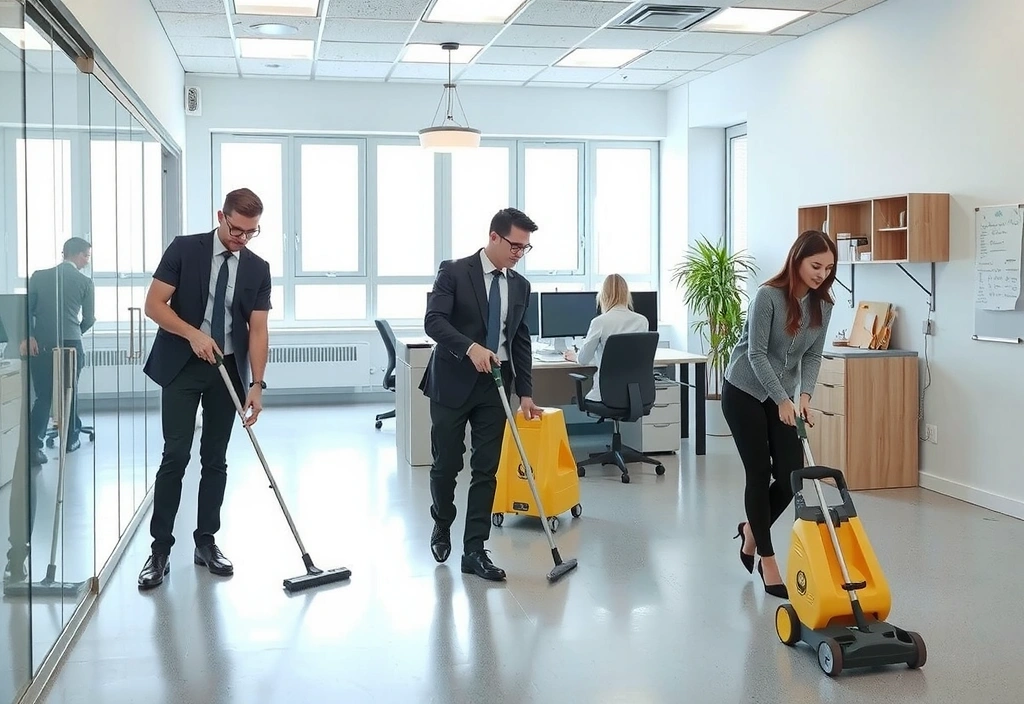 Commercial office cleaning service with professional staff