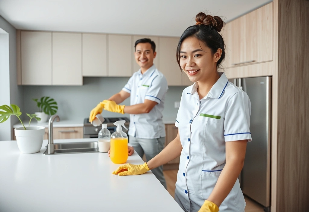 Professional residential cleaning service in action